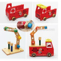 Top vente de jouets en bois camions de pompiers OEM nouveau design intelligent jouet bricolage camions pour enfants EZ5085